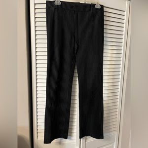 Black and white pinstripe Betabrand dress pant yoga pants
